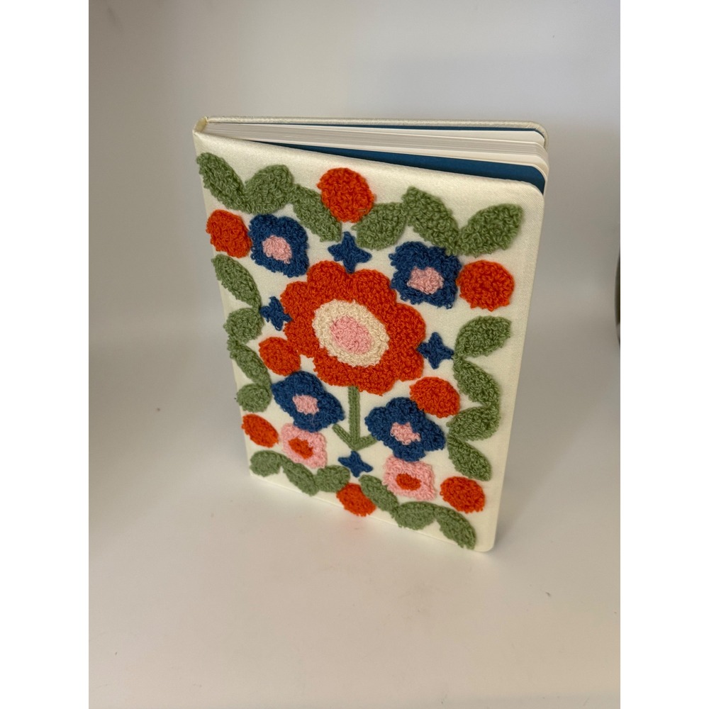 Corner Office by Jot Tufted Floral Embroidery Crewel Lined Notebook 6x8.5 Boho